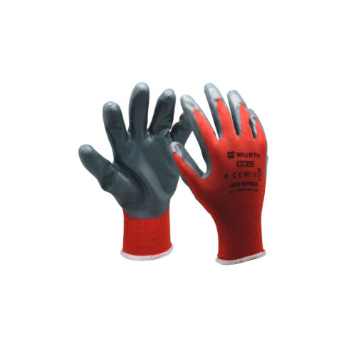 WURTH Red Nitrile Перчатки защитные трикотажные, покрыты нитрилом: P10